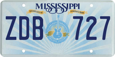 MS license plate ZDB727