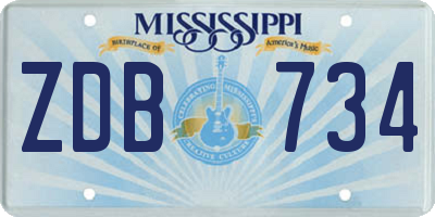 MS license plate ZDB734