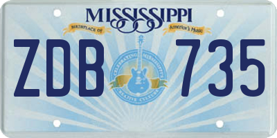 MS license plate ZDB735