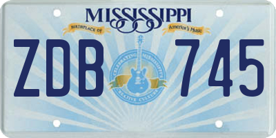 MS license plate ZDB745