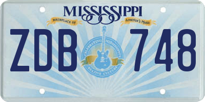 MS license plate ZDB748