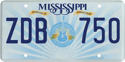 MS license plate ZDB750
