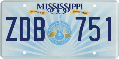 MS license plate ZDB751