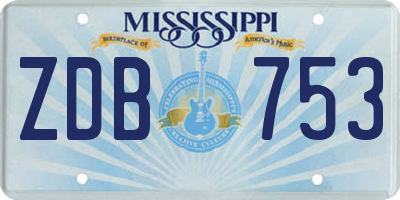 MS license plate ZDB753