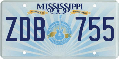 MS license plate ZDB755