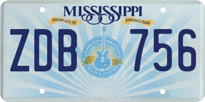 MS license plate ZDB756