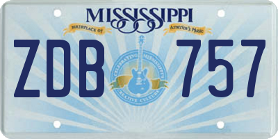 MS license plate ZDB757