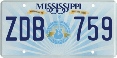 MS license plate ZDB759
