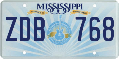 MS license plate ZDB768