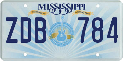 MS license plate ZDB784