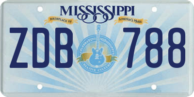 MS license plate ZDB788