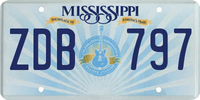MS license plate ZDB797