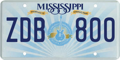MS license plate ZDB800