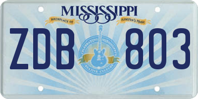 MS license plate ZDB803