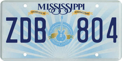 MS license plate ZDB804