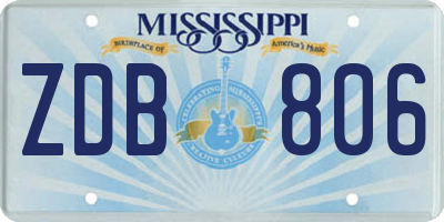 MS license plate ZDB806