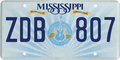 MS license plate ZDB807