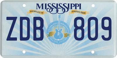 MS license plate ZDB809