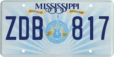 MS license plate ZDB817