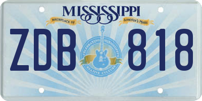 MS license plate ZDB818