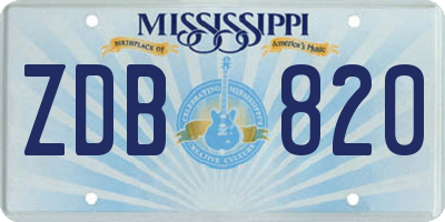 MS license plate ZDB820