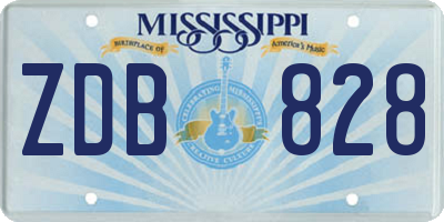 MS license plate ZDB828