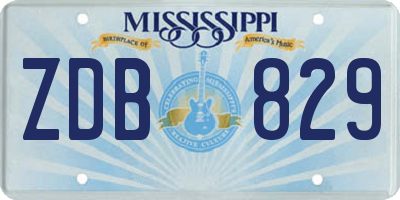 MS license plate ZDB829