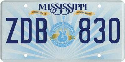 MS license plate ZDB830