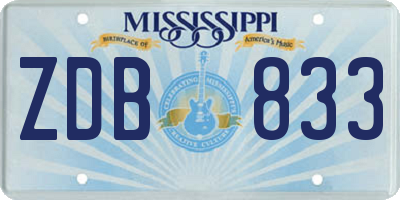 MS license plate ZDB833