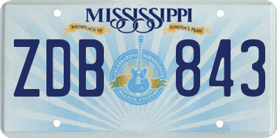 MS license plate ZDB843