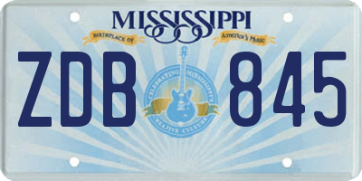 MS license plate ZDB845