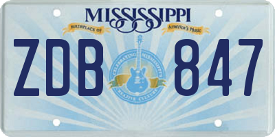 MS license plate ZDB847