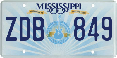 MS license plate ZDB849