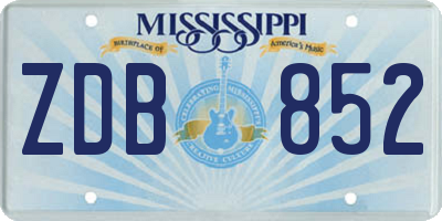 MS license plate ZDB852
