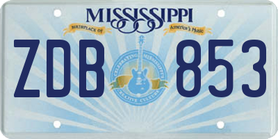 MS license plate ZDB853
