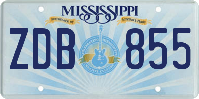 MS license plate ZDB855