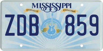 MS license plate ZDB859