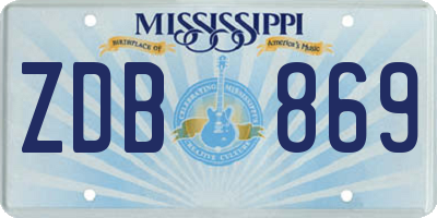MS license plate ZDB869