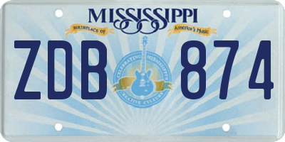MS license plate ZDB874