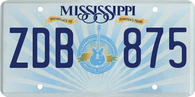 MS license plate ZDB875
