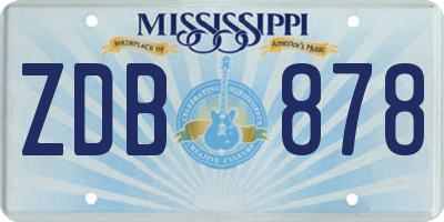 MS license plate ZDB878