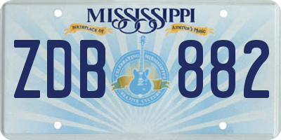 MS license plate ZDB882