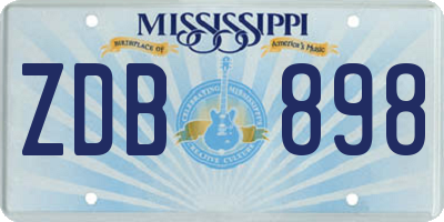 MS license plate ZDB898