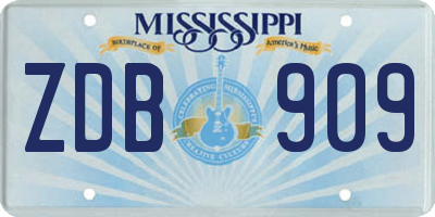 MS license plate ZDB909
