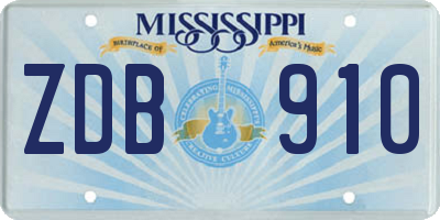 MS license plate ZDB910