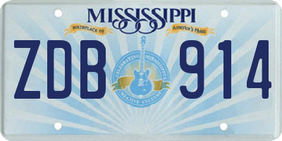 MS license plate ZDB914