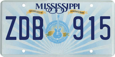 MS license plate ZDB915