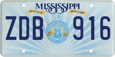 MS license plate ZDB916