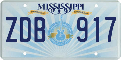 MS license plate ZDB917