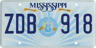 MS license plate ZDB918